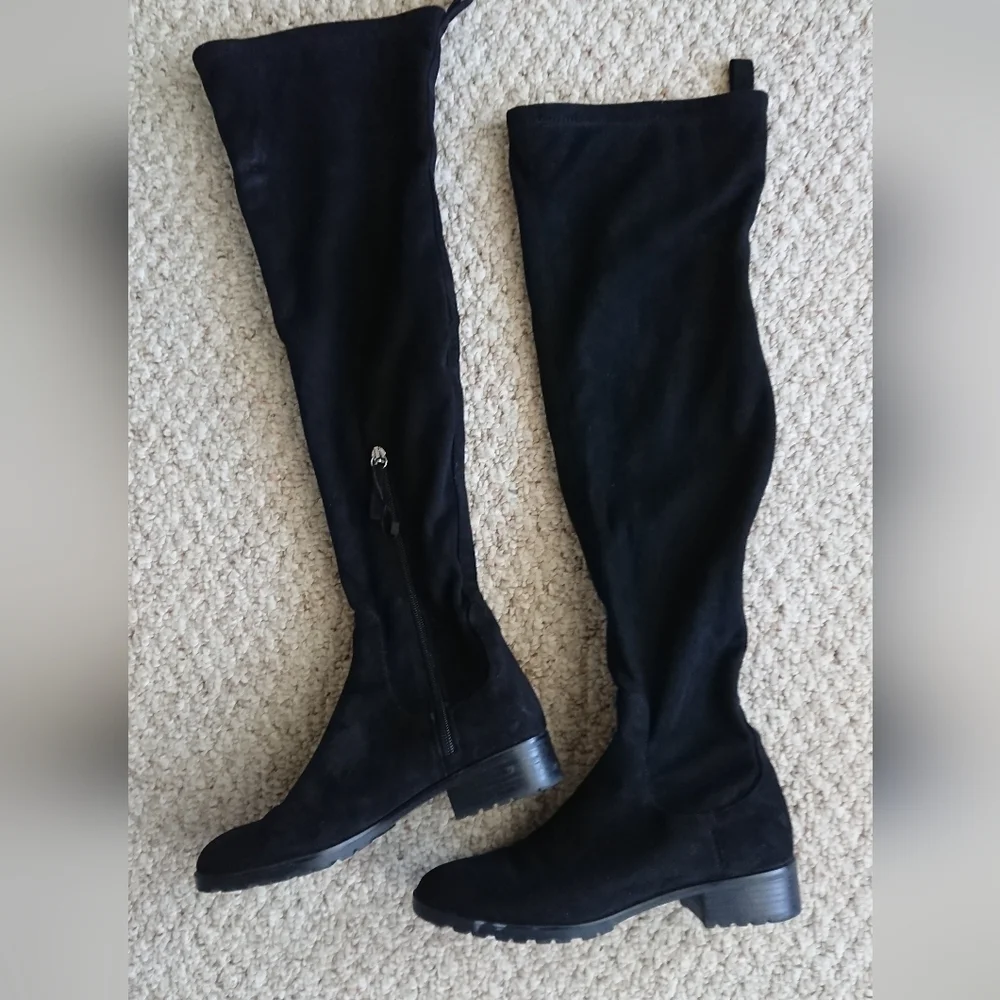 Zara Basic Collection Black faux suede Over-the-Knee Boots size 6.5